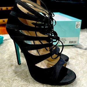 Blue by Betsey Johnson satin heels